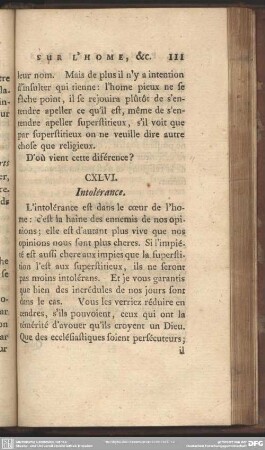 CXLVI. Intolérance