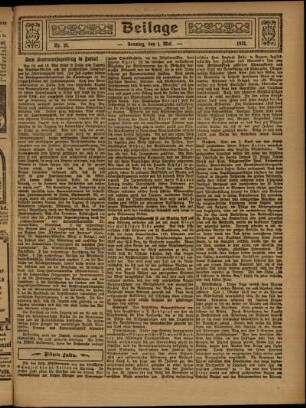 Zweite Ausgabe vom Sonntag, den 01. Mai 1921.