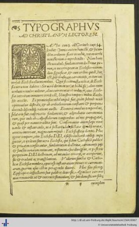 Typographus ad Christianum Lectorem / Praefatio