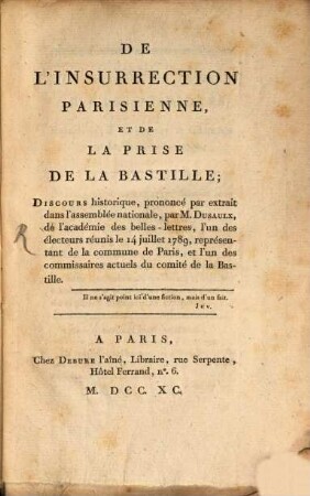 De l'insurrection Parisienne