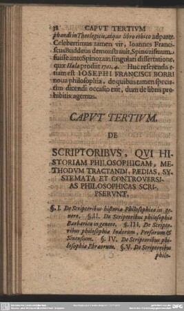 Caput Tertium. De Scriptoribus, Qui Historiam Philosophicam, Methodum Tractandi, Paedias, Systemata Et Controversias Philosophicas Scripserunt