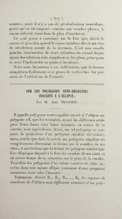 Sur les polygones semi-réguliers inscrits a l'ellipse.