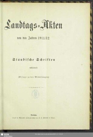 1911/12: Landtags-Akten / Ständische Schriften