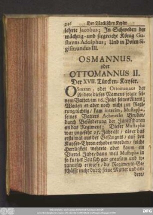 Osmannus. oder Ottomannus II. Der XVII. Türcken-Kayser.