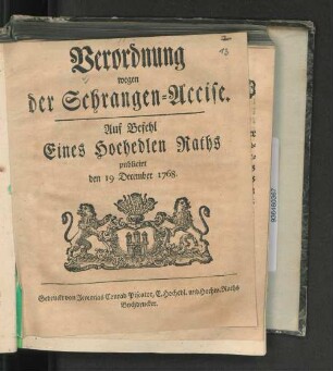 Verordnung wegen der Schrangen-Accise