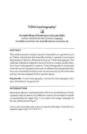 T-Shirt Lexicography