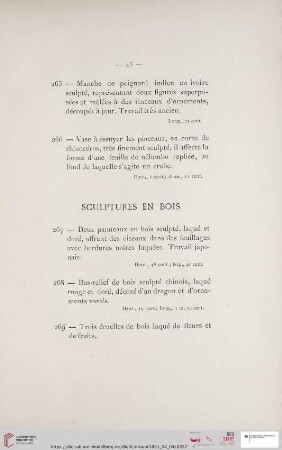 Sculptures en Bois (Nr. 267 - 281)