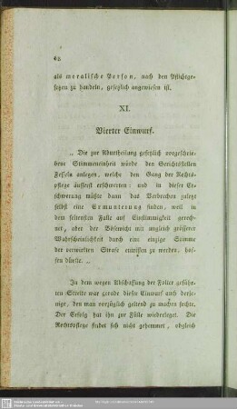 XI. Vierter Einwurf