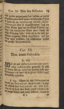 Cap. XI. Von denen Polyedris