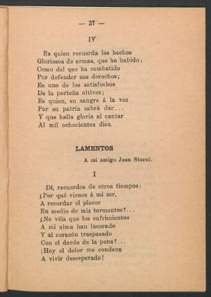 Lamentos : A mi amigo Juan Storni