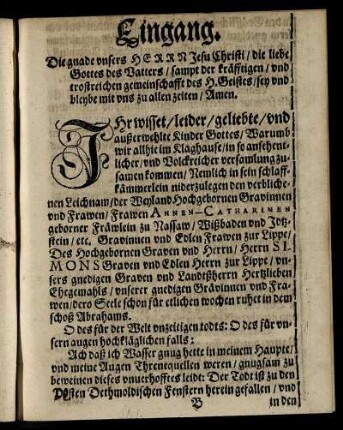 Eingang / Textus / Erklerung / Vom Ersten / Vom Andern