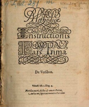 Methodica instructio componendi omnis generis versus, carmina, & odae seu psalmos