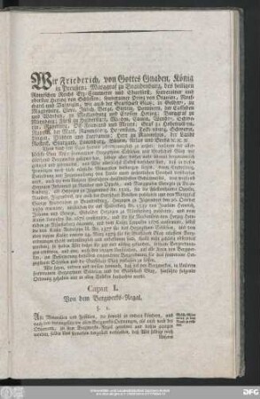 [Revidirte Berg-Ordnung für das souveraine Herzogthum Schlesien und für die Grafschaft Glatz.]