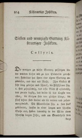 Sieben und neunzigste Gattung Käferartiger Insekten. Collyris.