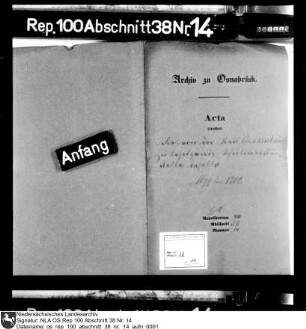 Besetzung der Schulmeisterstelle zu Quakenbrück durch den dortigen Magistrat