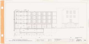 Engelhardt Hof, Berlin: Neubau Bauteil D (nördlicher Flügel): (Süd-) Ansicht mit Schnitt 1:50