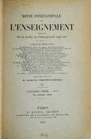 Revue internationale de l'enseignement. 10. 1885
