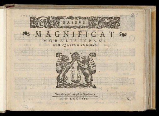 Cristóbal de Morales: Magnificat moralis ispani cum quatuor vocibus. Bassus