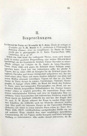 45-46 [Rezension] Braun, François Marie, Le linceul de Turin et l'évangile de S. Jean