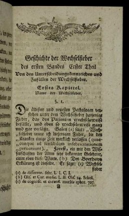 Erstes Kapittel. Natur der Wechselfieber.