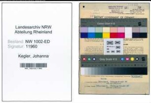 Entnazifizierung Johanna Kegler, geb. 05.09.1912 (Lehrerin)