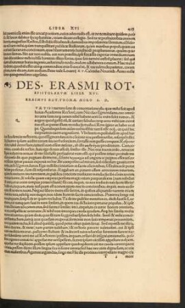 Des. Erasmi Rot. Epistolarum Liber XVI.