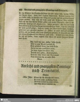 Am sechs und zwanzigsten Sonntage nach Trinitatis