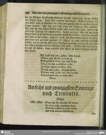 Am sechs und zwanzigsten Sonntage nach Trinitatis