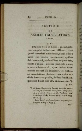 Sectio V. De Animae Facultatibus