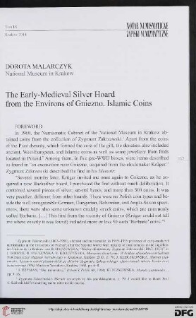 9: The Early-Medieval silver hoard from the environs of Gniezno : Islamic coins
