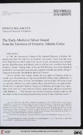 9: The Early-Medieval silver hoard from the environs of Gniezno : Islamic coins
