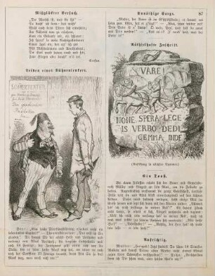 "Leiden eines Bühnenlenkers" "Räthselhafte Inschrift"