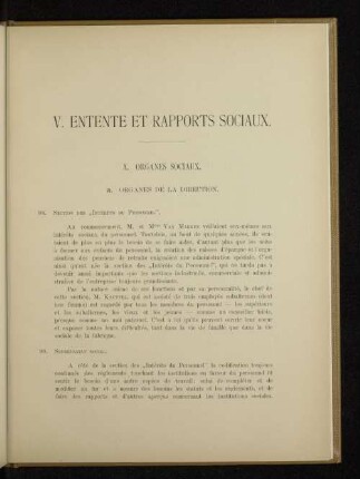 V. Entente et rapports sociaux.