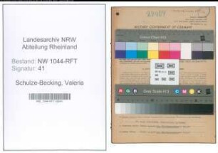 Entnazifizierung Valeria Schulze-Becking , geb. 20.02.1879 (Landwirtschaftsgehilfin)