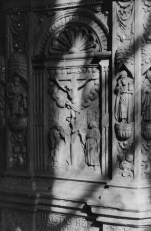 Detail der Kanzel der St.-Christopherus-Kirche, Friedrichstadt, Schlei- und Eidermündung