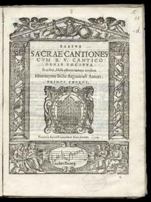 Girolamo Belli: Sacrae cantiones cum B. V. cantico denis vocibus. Nonus