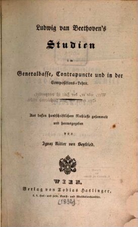 Ludwig van Beethoven's Studien im Generalbasse, Contrapuncte und in der Compositionslehre