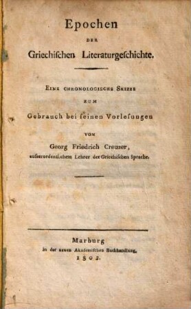 Epochen der Griechischen Literaturgeschichte