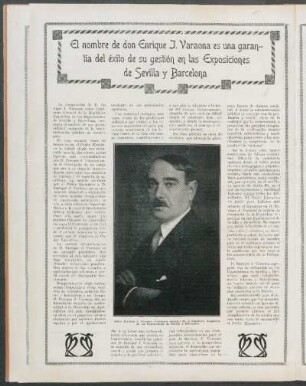 El nombre de don Enrique J. Varaona es una garantía del éxito de su gestión en las Exposiciones de Sevilla y Barcelona