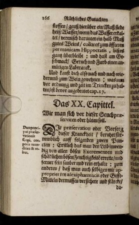 Das XX. Capittel. Wie man sich vor dieser Seuch præserviren oder hüten soll.