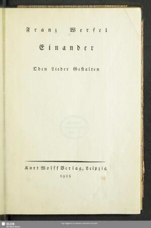 Einander : Oden, Lieder, Gestalten