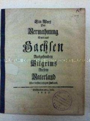 Trauerode auf den Zustand Sachsens nach dem Pfälzischen Erbfolgekrieg