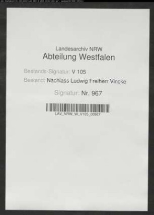 Reisetagebuch Louise Vinckes über ihre Reise durch Südwestfalen nach Flamersheim (unvollst.)
