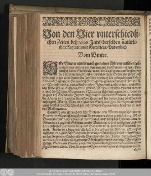 Von den Vier unterschiedlichen Zeiten deß 1608. Jars/ derselben natürlichen Regenten und Gewitters/ Und erstlich