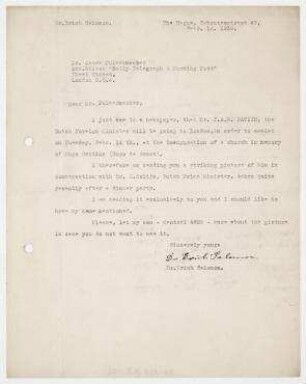 Brief von Erich Salomon aus Den Haag, Schoutenstraat, an Oscar Pulvermacher