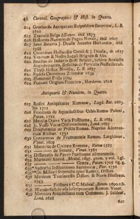 Antiquarii & Numism. in Quarto.