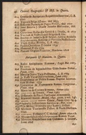 Antiquarii & Numism. in Quarto.
