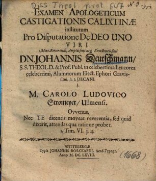 Examen Apologeticum Castigationis Calixtinae
