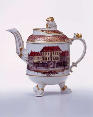 Teekanne mit Ansicht der Ludwigsburger Manufaktur