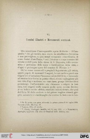 VI. Uomini illustri e Monumenti sontuosi